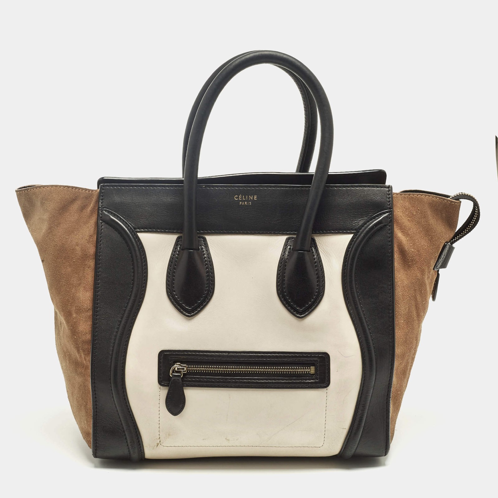 Celine Luggage Multicolor Leather and Suede Tote Bag