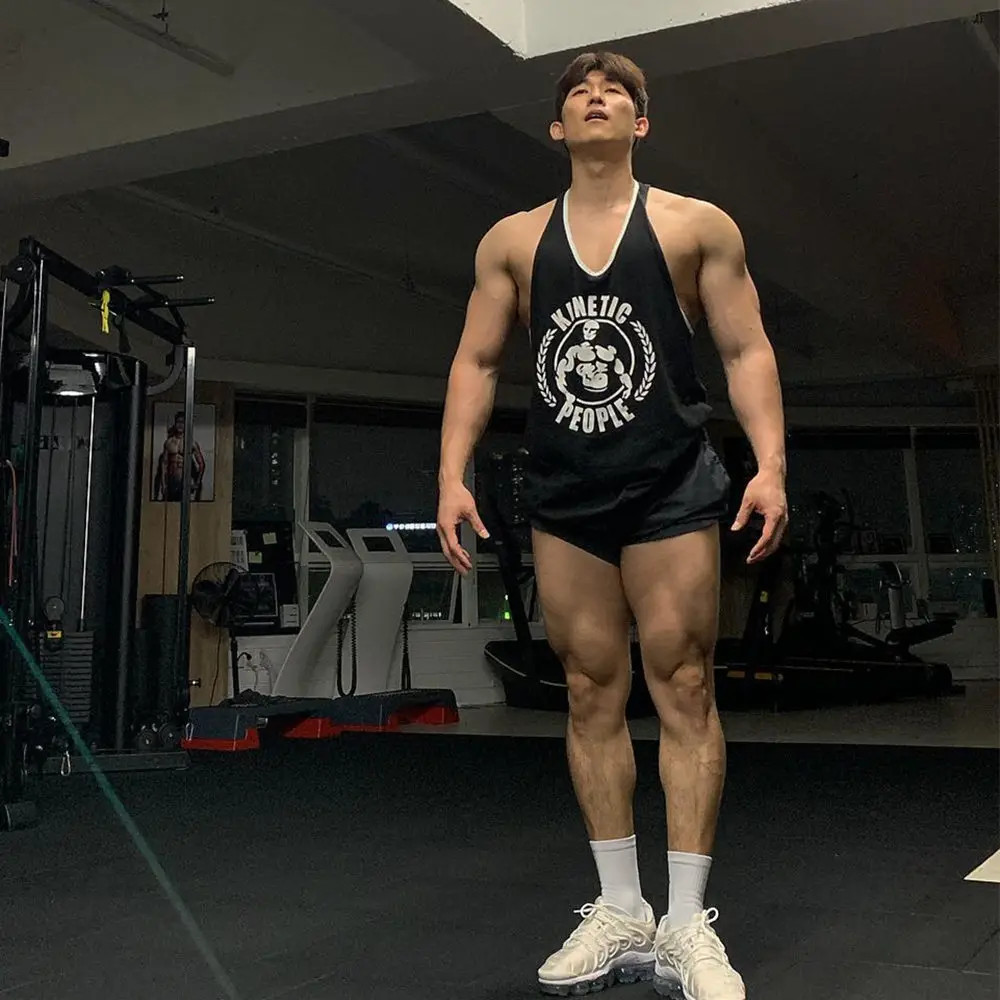 Men’s Gym Stringer Tank Top Cotton Sleeveless Bodybuilding Workout Vest