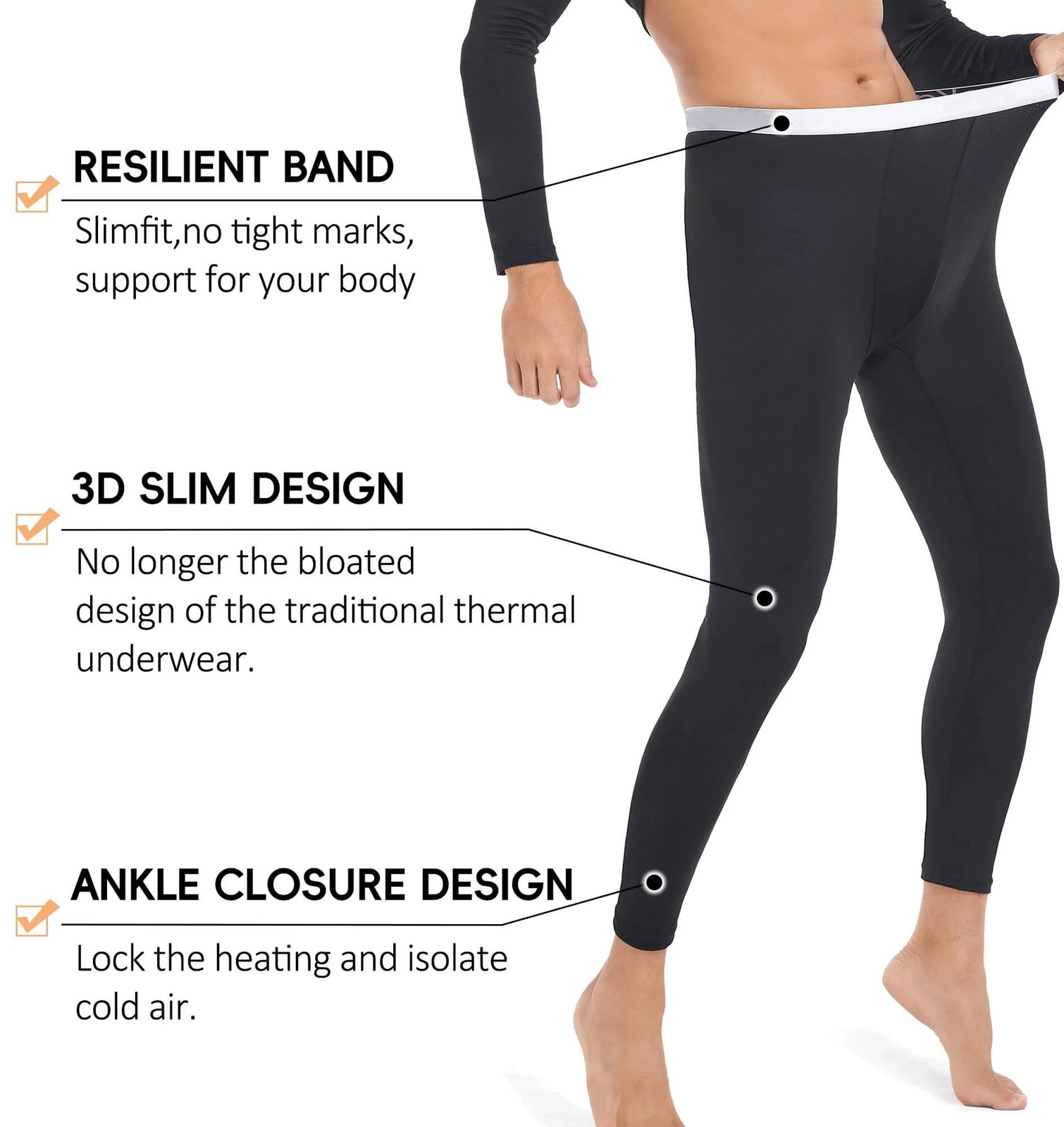 Men’s Long Johns Set Thermal Underwear Top & Pants Set Fleece Lined Warm Winter