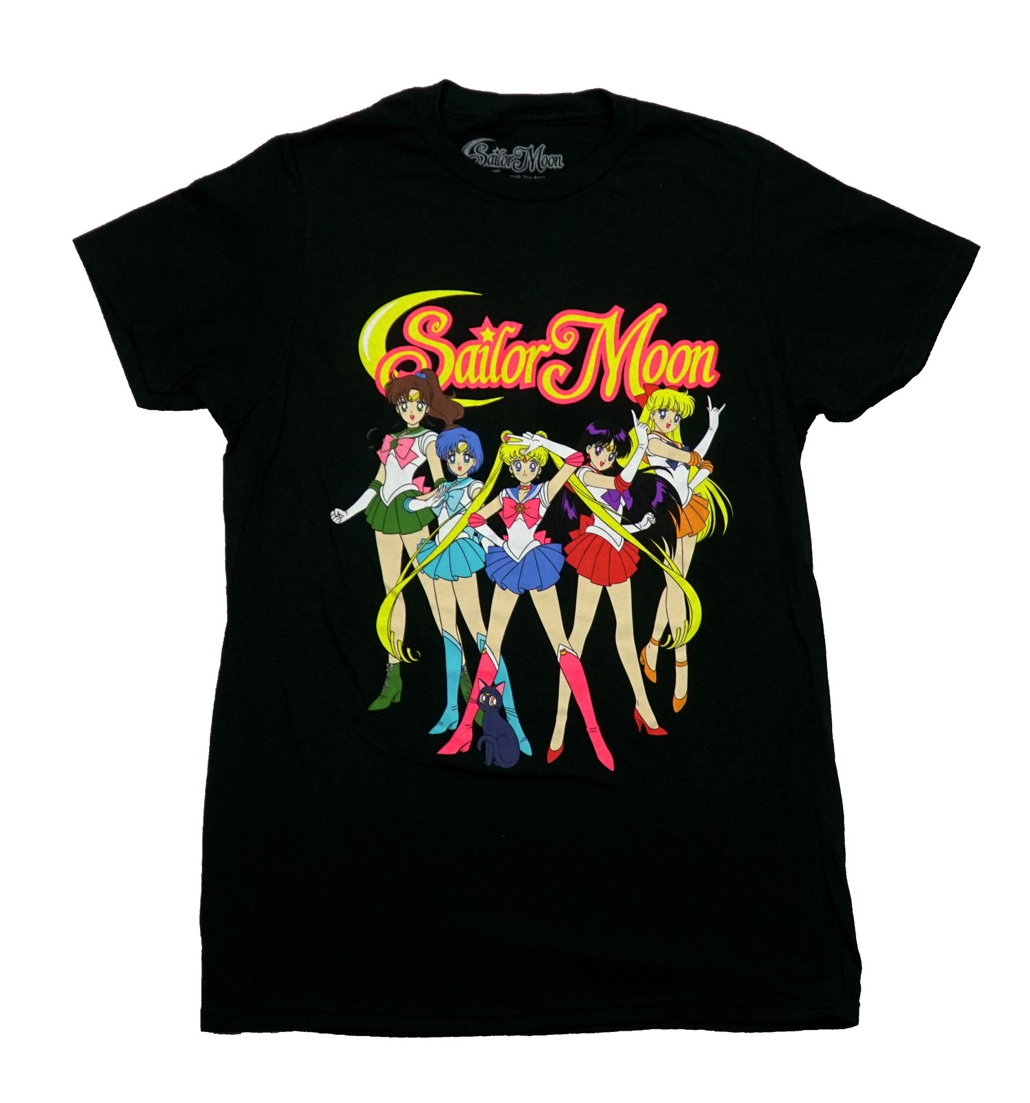 Sailor Moon New Adult T-Shirt – Sailor Guardians Posing Under Logo