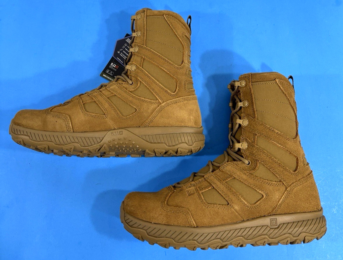NEW 10 REG MENS 5.11 TACTICAL TACLITE 2.0 8″ AR 670-1 BOOTS 12496 DARK COYOTE