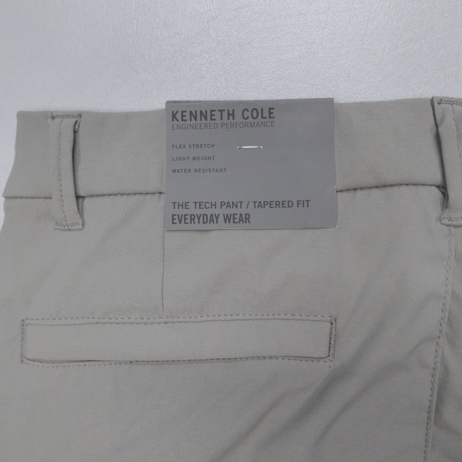 Kenneth Cole Men’s Tech Pants Lightweight Stretch DWR Tapered Fit Rover Grey