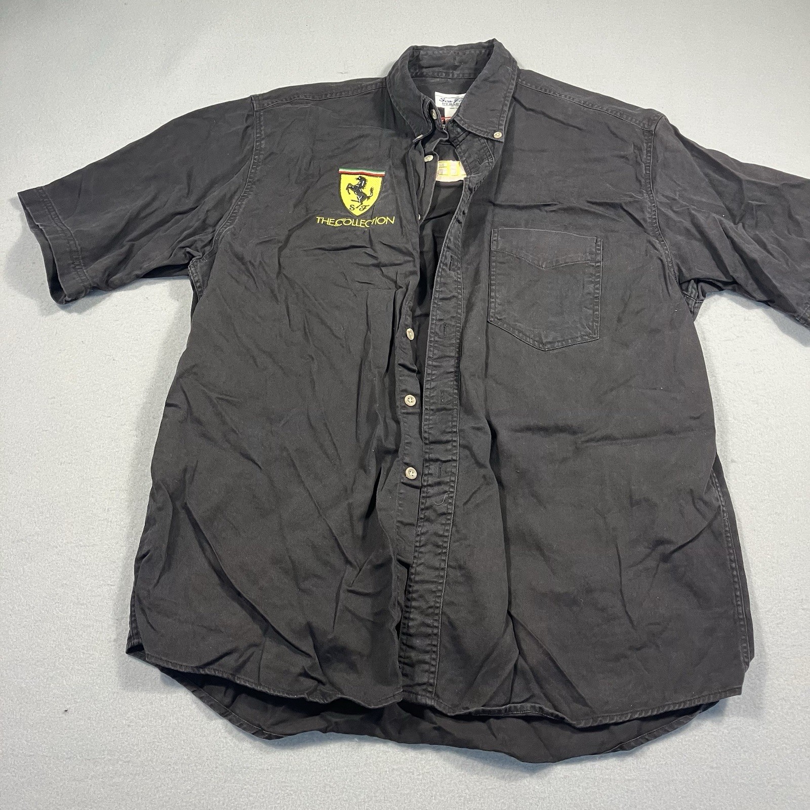 Ferrari The Collection Button Down Shirt Size Large Black Sea Palms By Hartwell