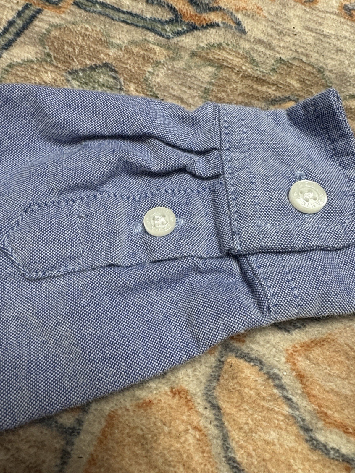 Janie and Jack Blue Chambray Adventure Embroidered Button-Down Shirt