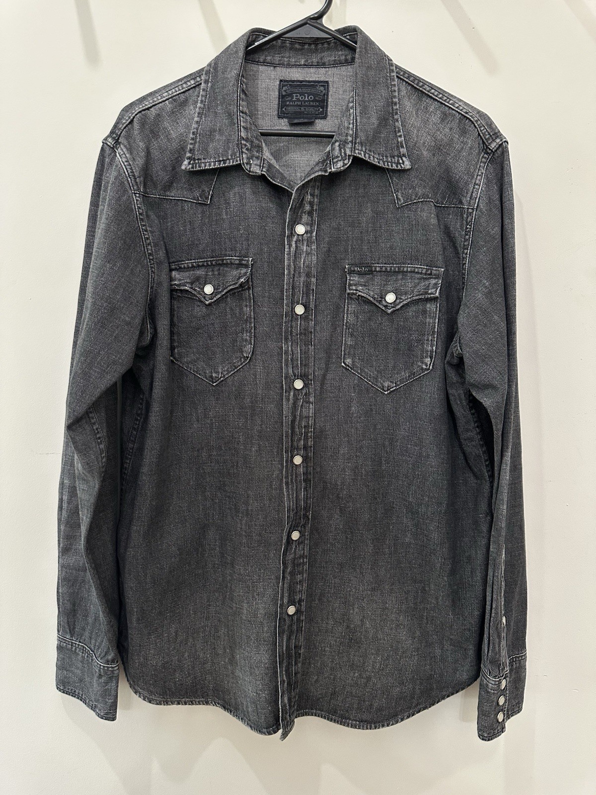 Polo Ralph Lauren Men’s L/G Blackwashed Denim Button-Up Shirt Western
