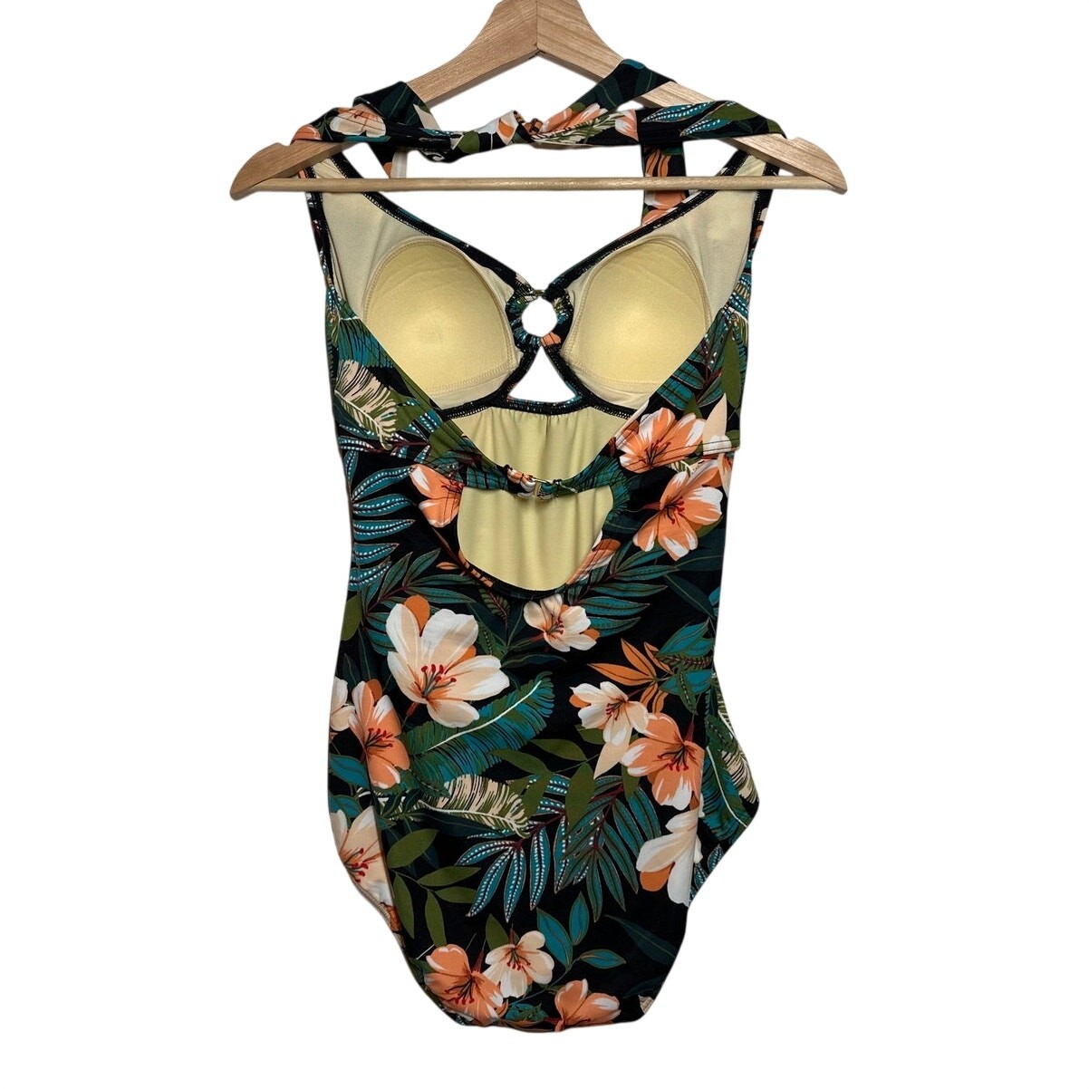 Dreamsuit by Miracle Brands Floral Halter One Piece Swimsuit Tummy Control Sz 8
