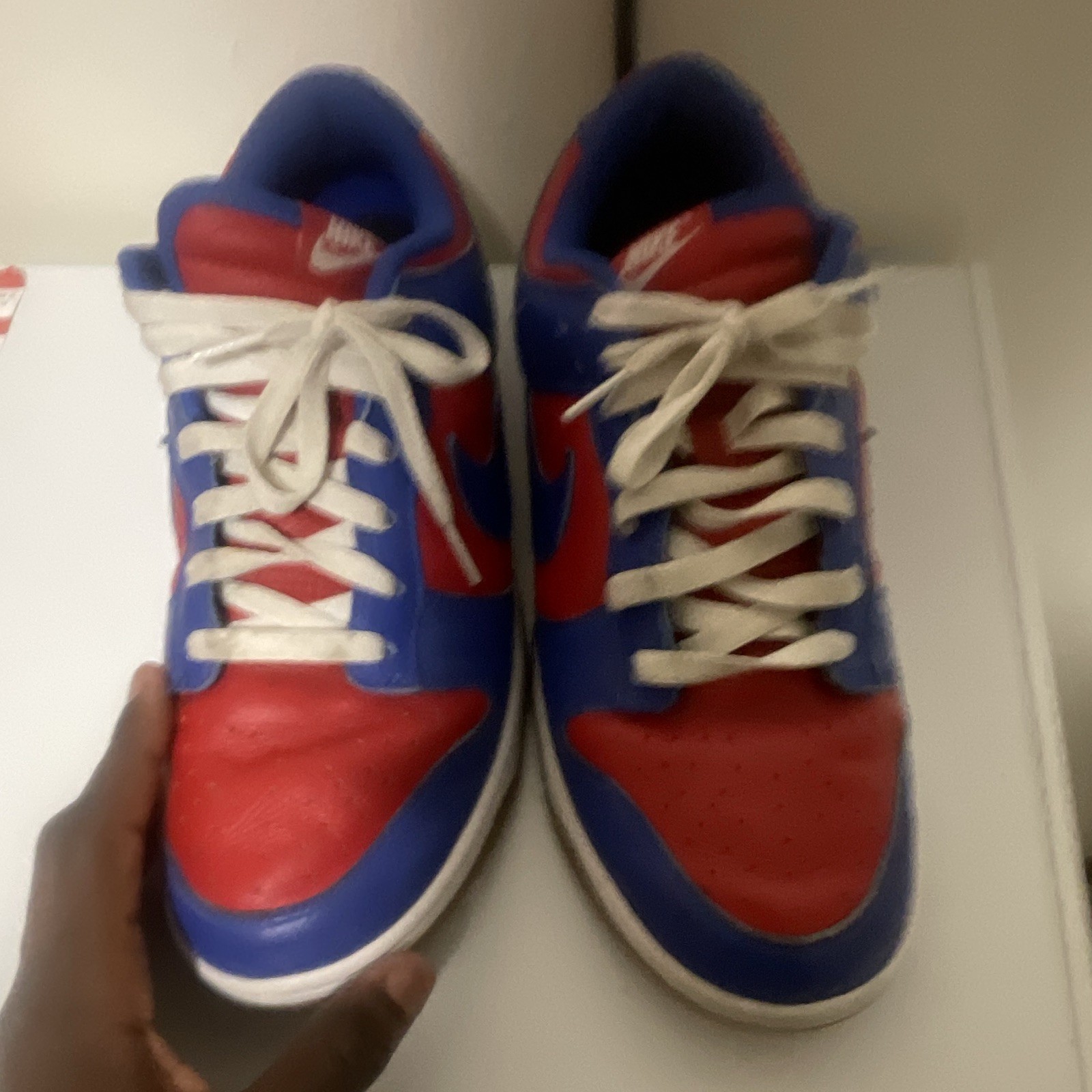 Nike Air Force 1 Red Blue White Low Top Leather Sneakers Men Colorblock