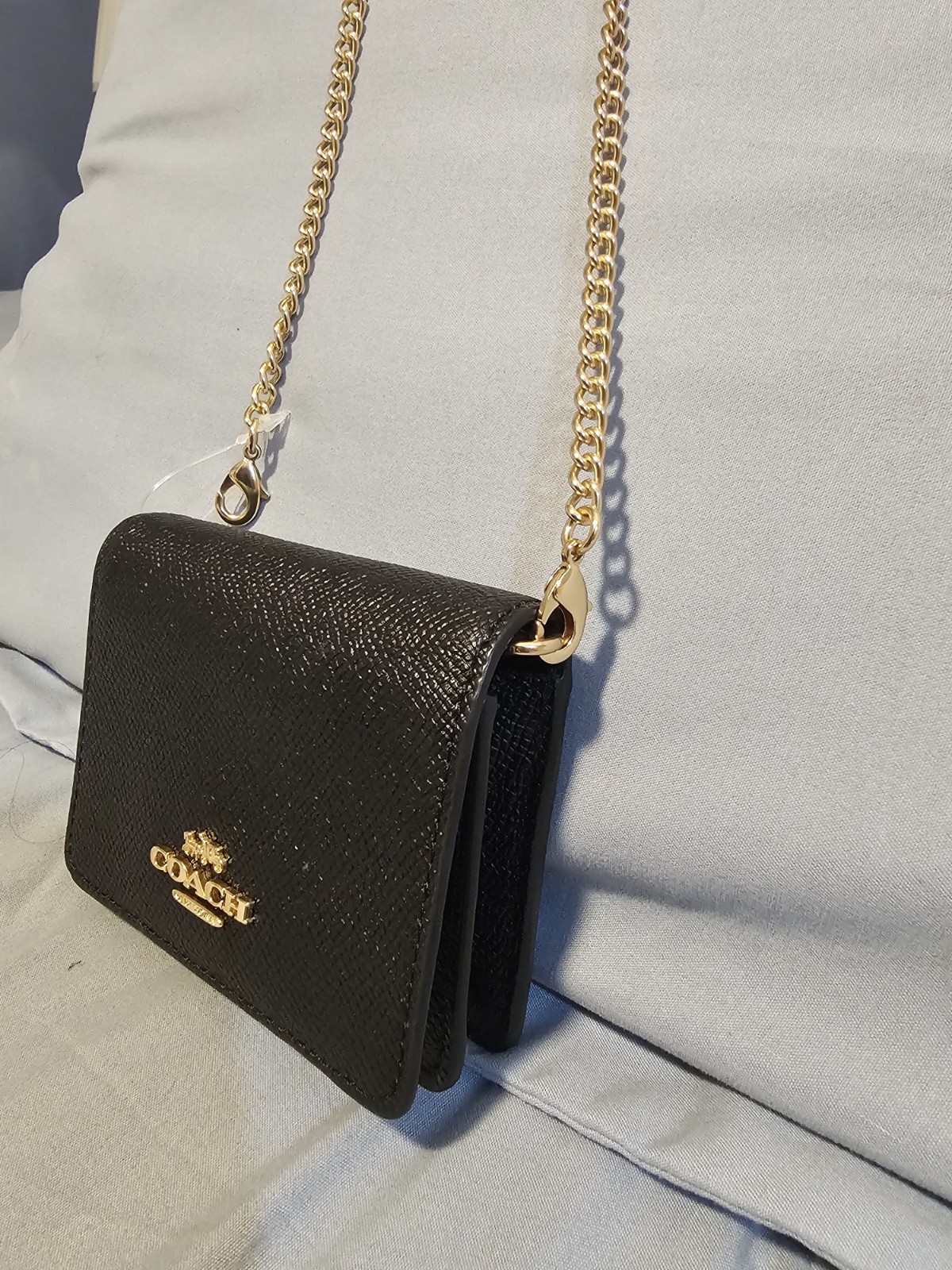 Coach Mini Leather Wallet On a Chain – Black (C0059)