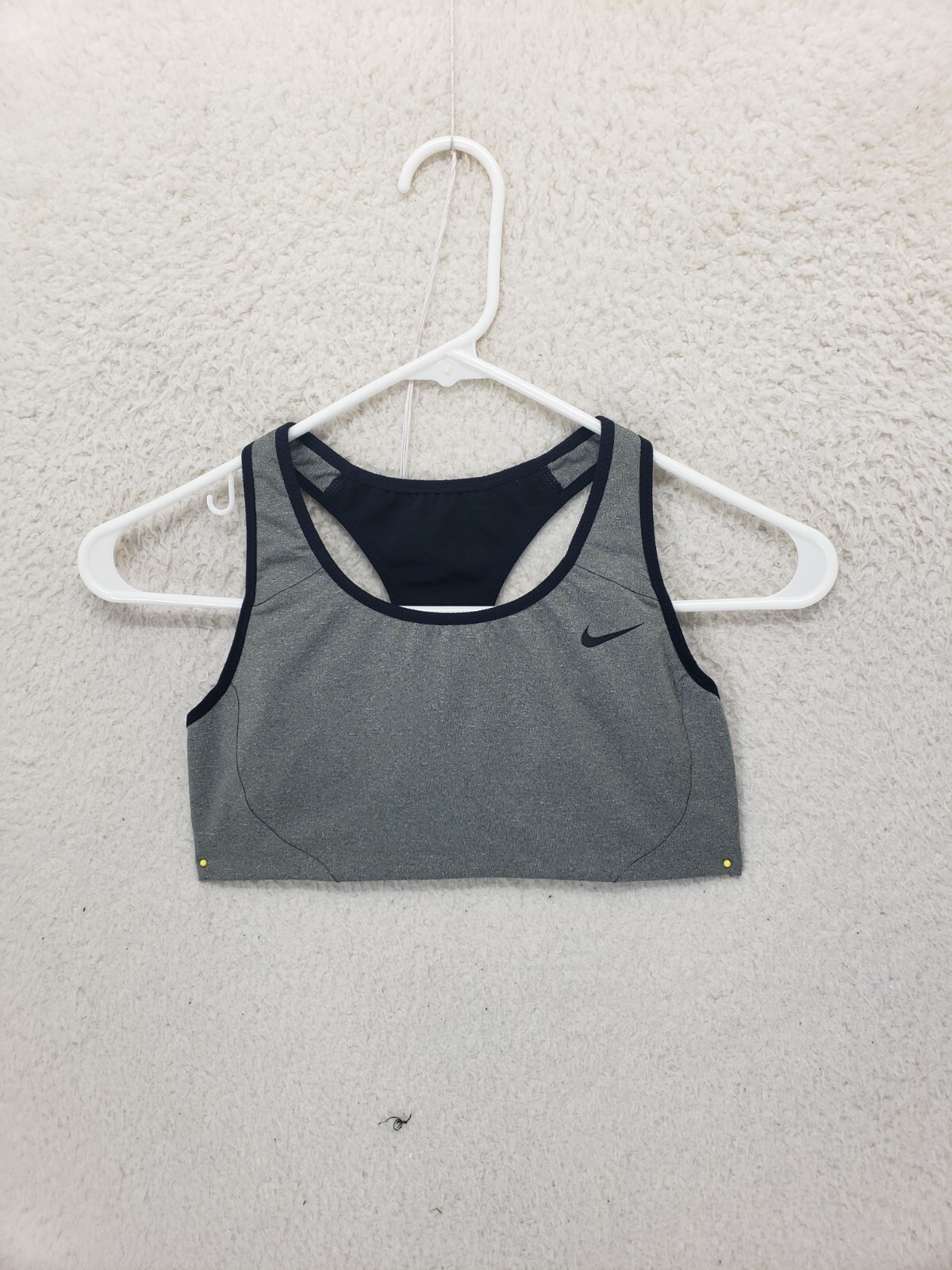 Nike Dri Fit Women Bra Small Gray Black Poly Blend Racerback Active Sport Bra