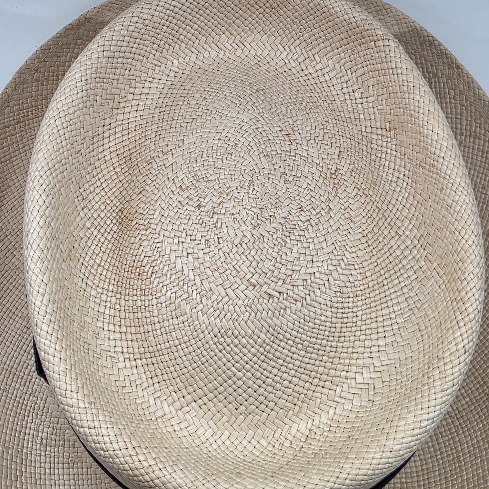 Brooks Brothers Panama Straw Hat Red Navy Band Size 7 1/2 Made in USA