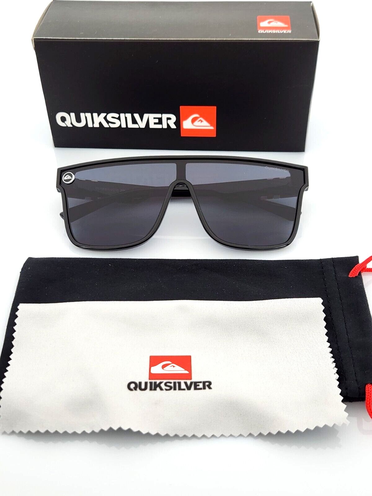 Quiksilver SciFi Shield Sunglasses Gloss Black Frame Dark Smoke Single Lens