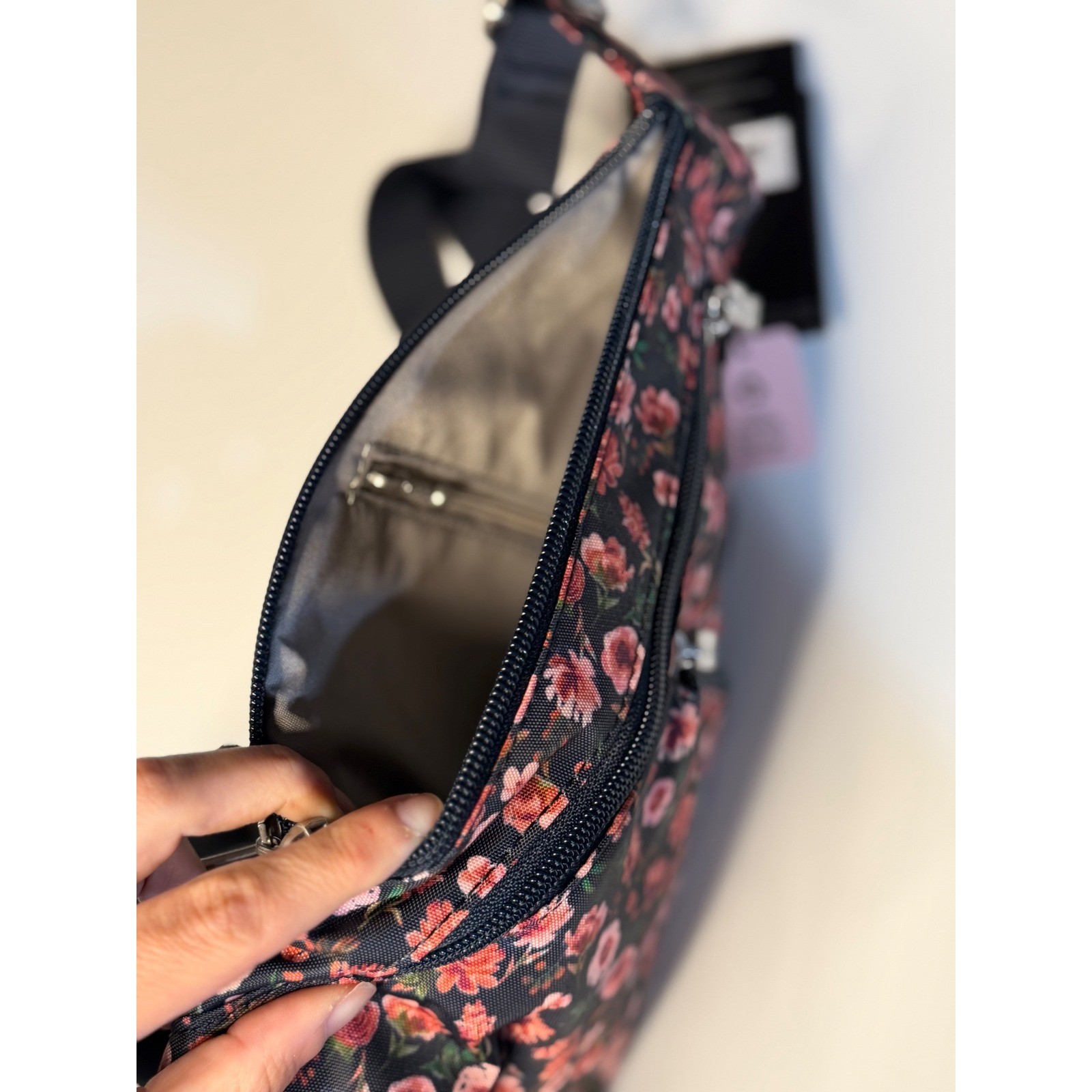 Baggallini Mini Sling Bag Autumn Peony Floral Crossbody Travel Backpack Comfort