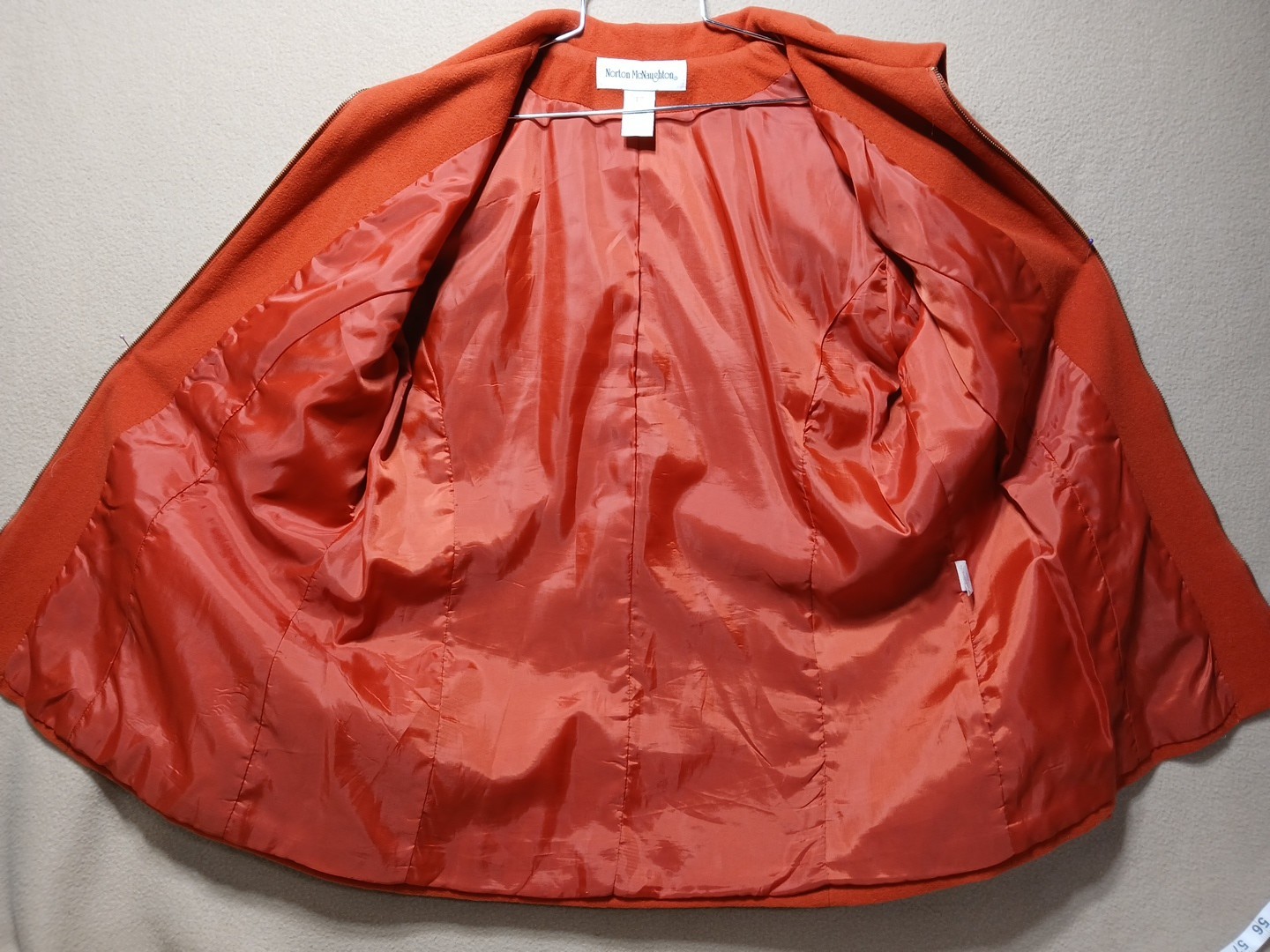Norton McNaughton Jacket Size 12 Wool/Cashmere Full Zip Burnt Orange Soft A-Line