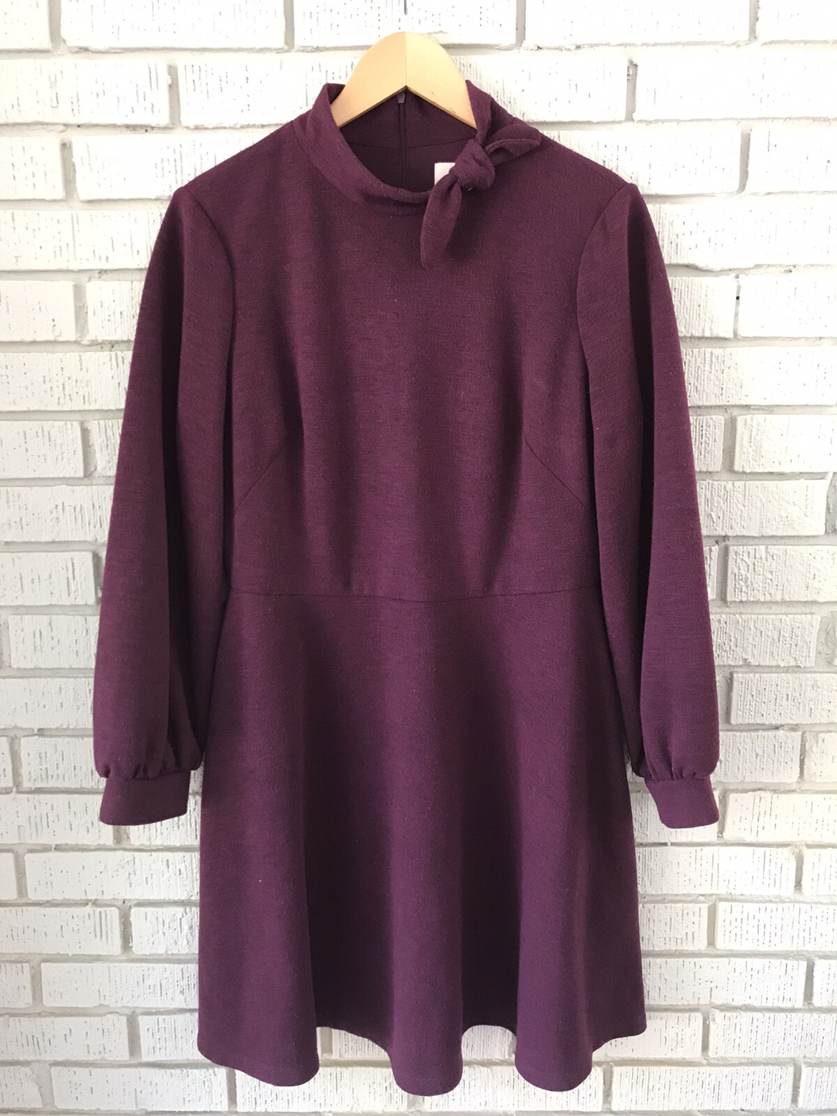Gal Meets Glam Purple Knit Valentina Dress Puff Sleeve Sz 14 Preppy