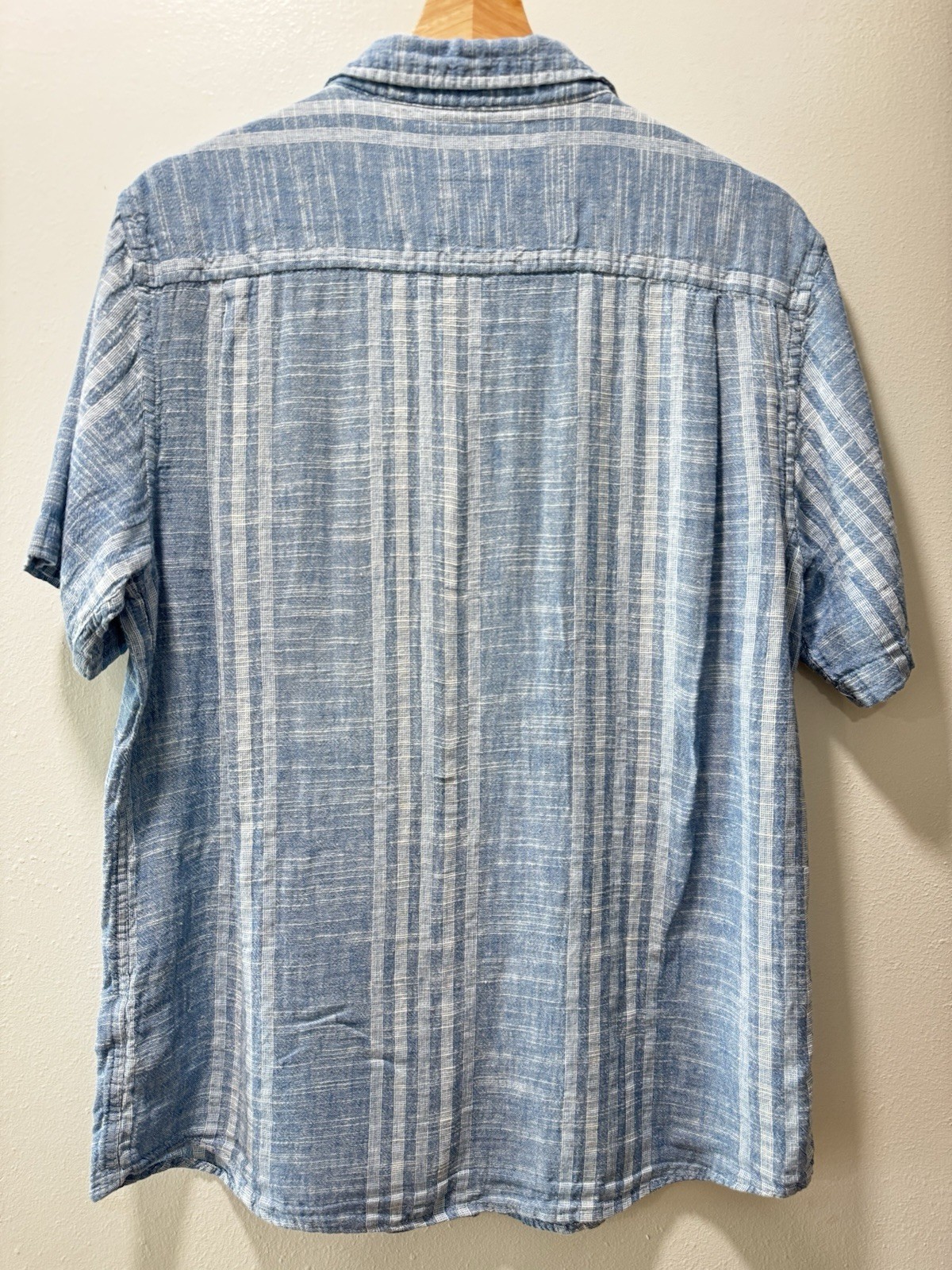 Mens M Button Down Shirt Washable Linen Cotton Breathable Lightweight Minimalist