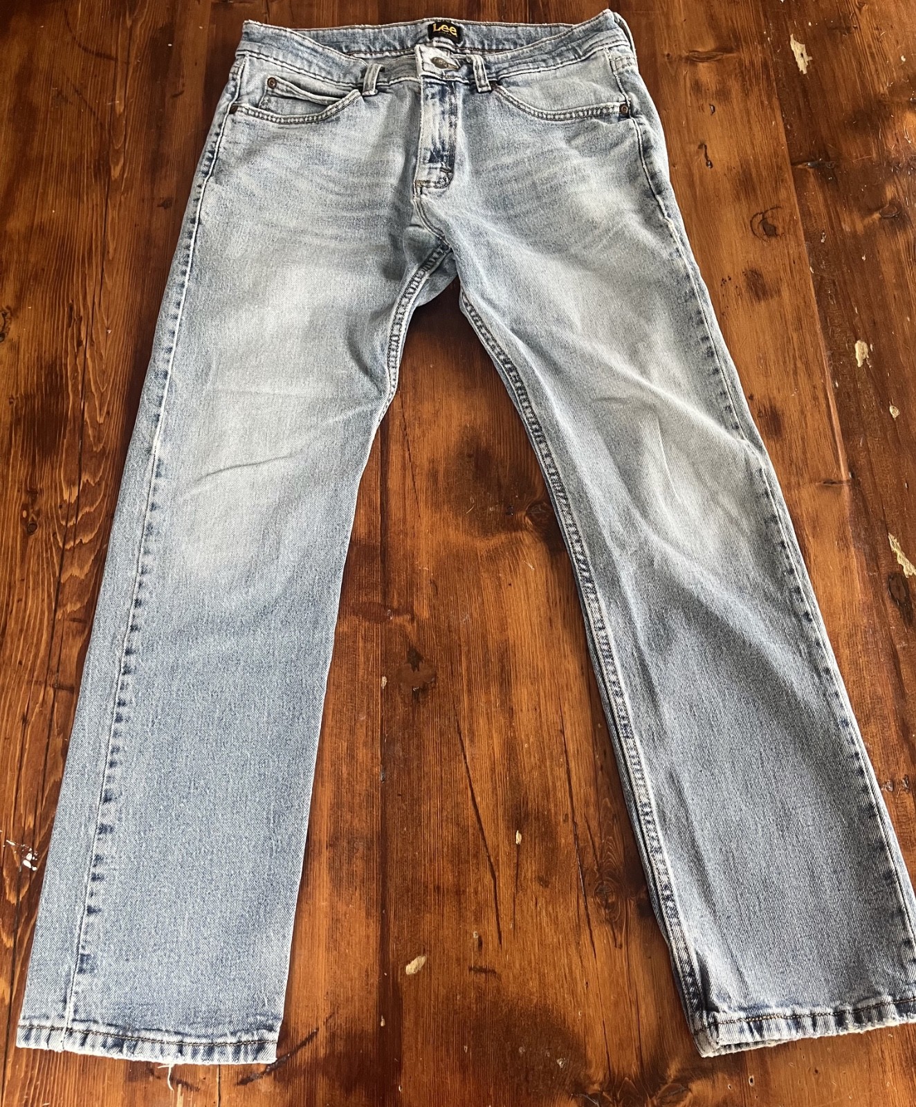 Lee Jeans Men’s Slim Fit Blue Medium Wash Denim Dungarees Workwear 32×29 (30×27)