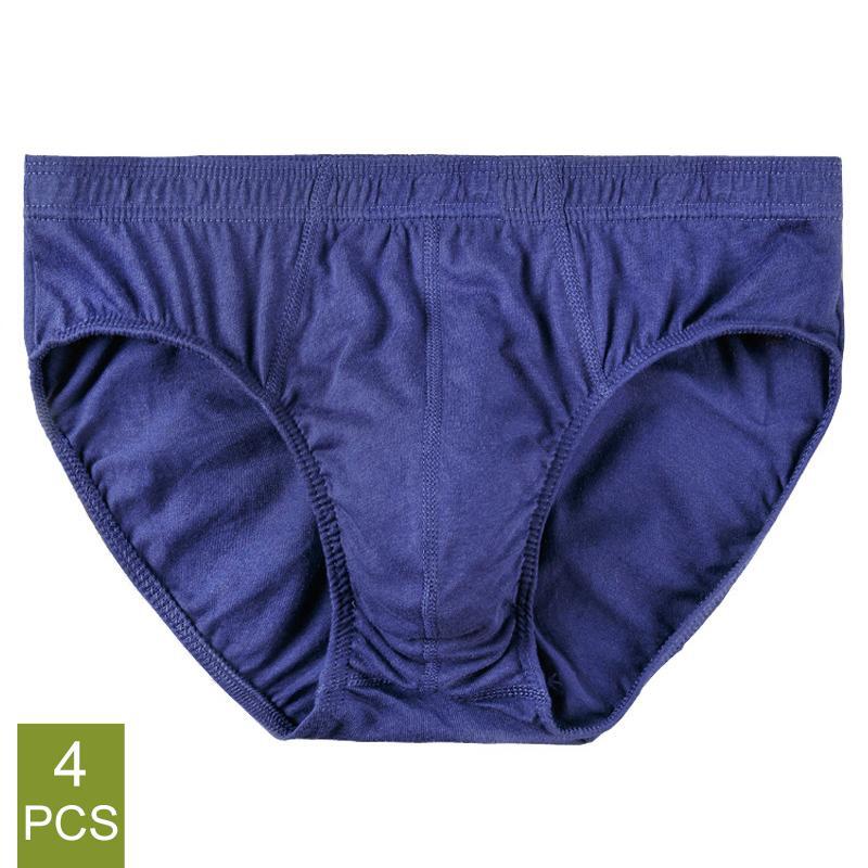 4 Pcs/lot Men’s 100% Cotton Breathable Briefs Comfortable Male Underwear Lingeri