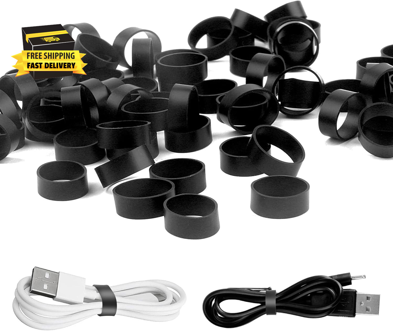 100 PCS Black Silicone Rubber Bands 0.5 Inch Small – Strong Heavy Duty Rubberban