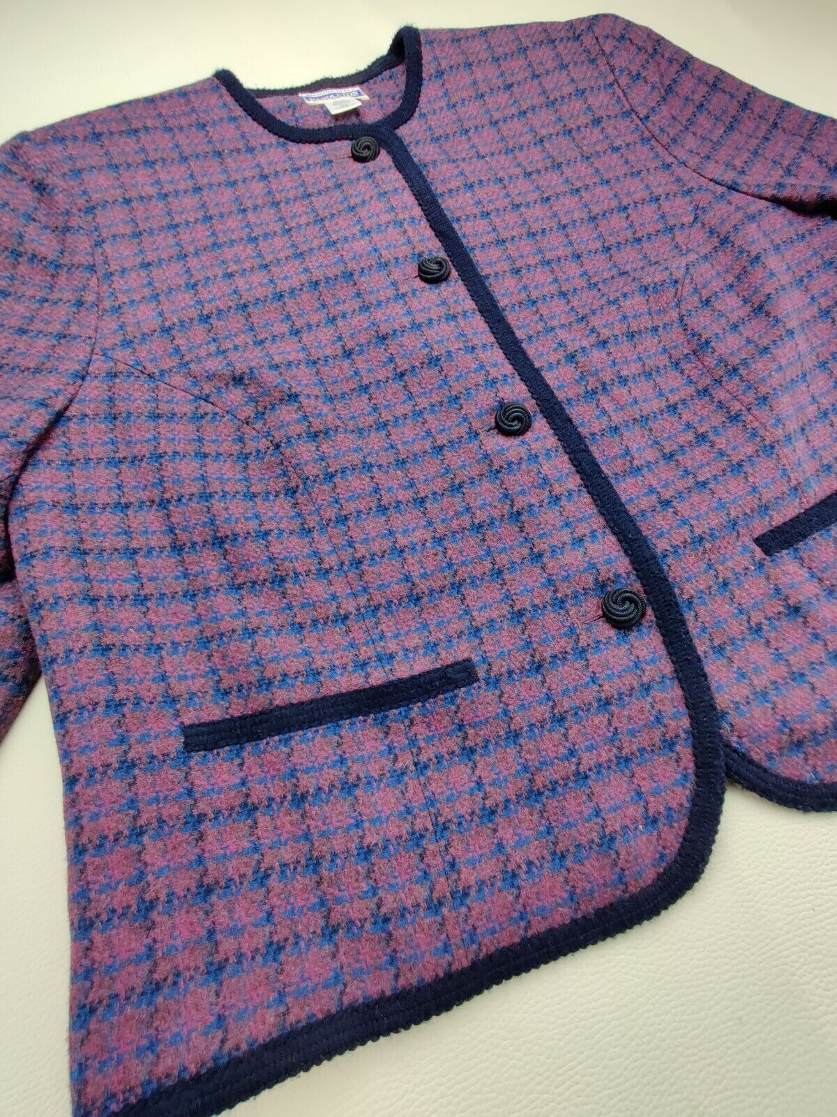 Pendleton Plus 💯 Virgin Wool Womens Sz 18 Multi-Color Purple Classic Blazer Top