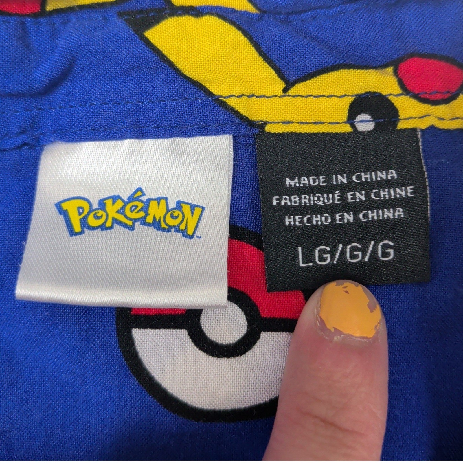 Pokemon Pikachu Poke Ball Blue Button Up Shirt Boys Large