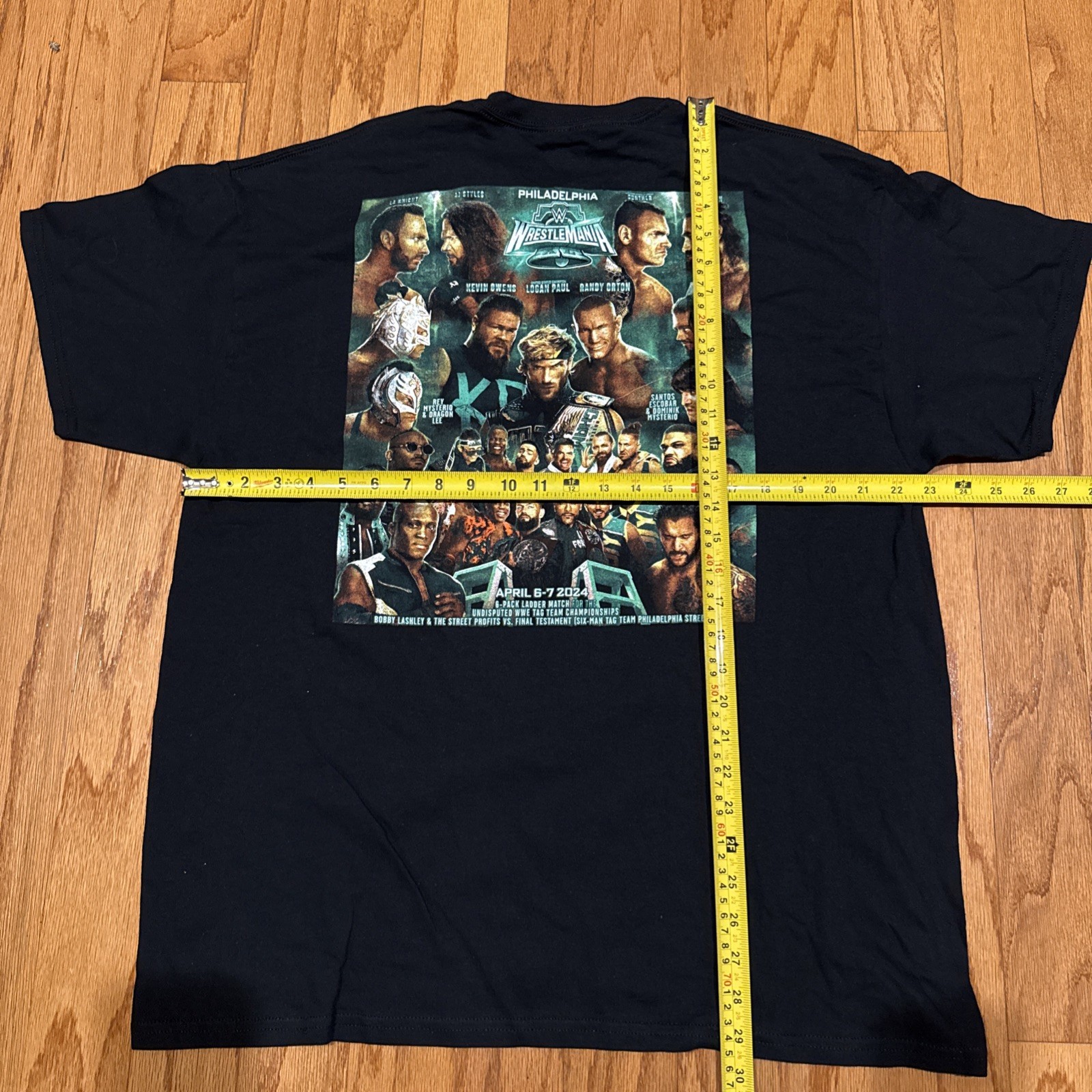 WWE WrestleMania 2024 T Shirt Black Double Sided Mens WWE Wrestling Size XL New
