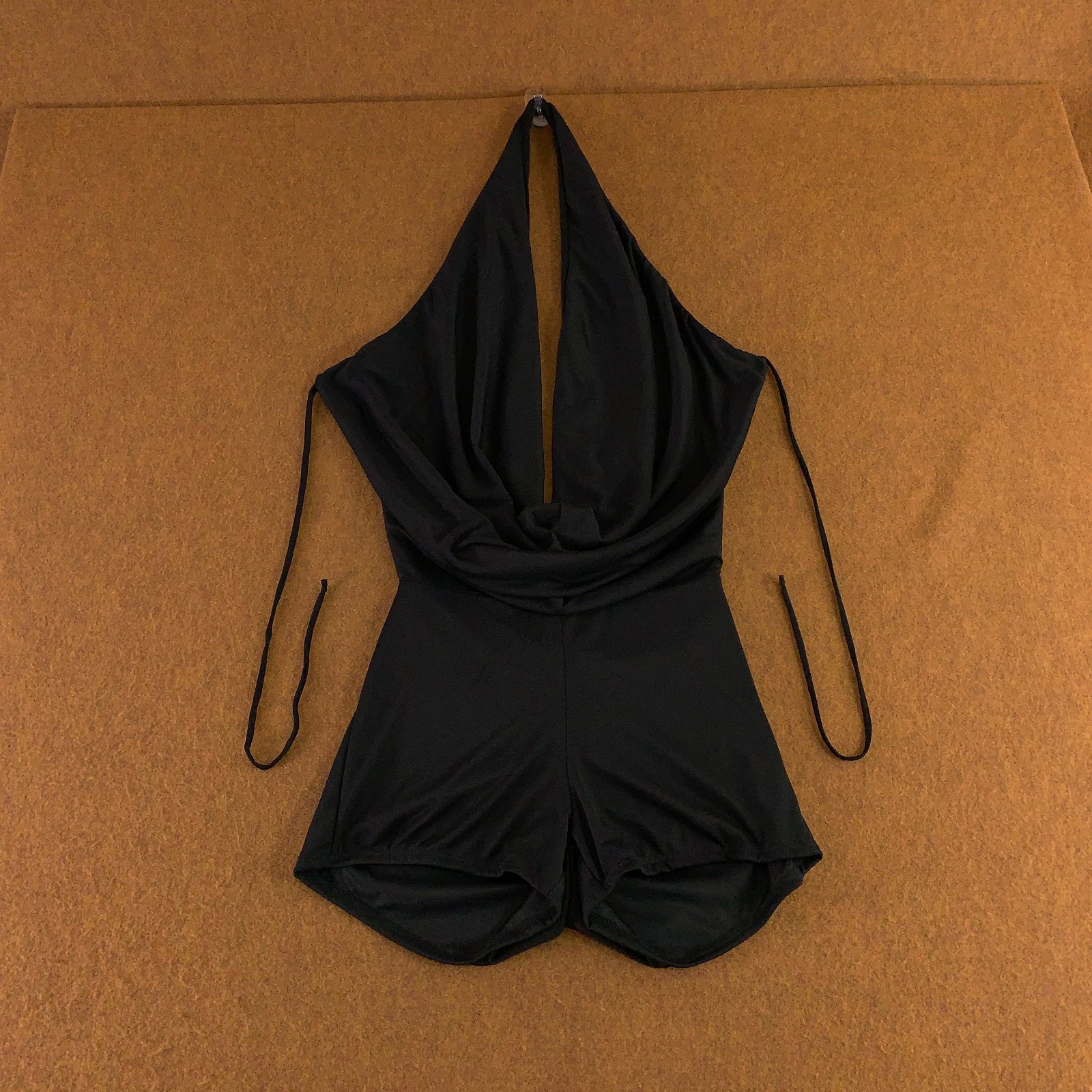 Fashion Nova Womens Size Large Black Best Behavior Mesh Halter Romper NWT