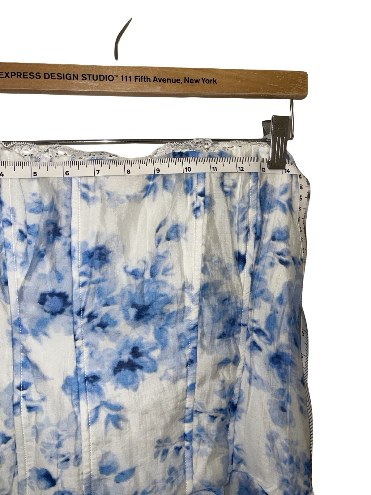 Wild Fable Women’s Blue/White Floral Strapless Smocked Lace Maxi Dress L