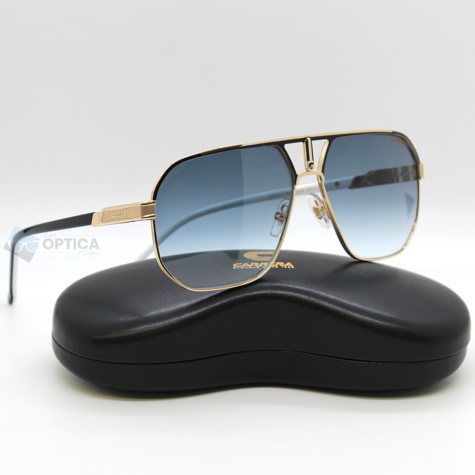 NEW Carrera 1062/S Sunglasses Metal Navigator Black Gold Frame / Blue – 2M2 62mm