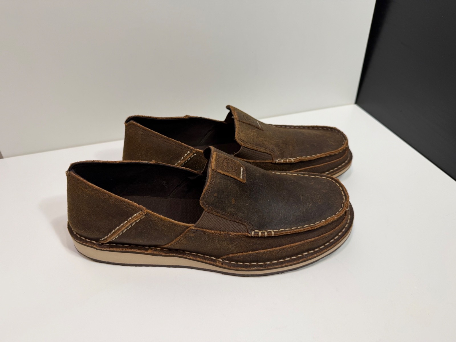 ARIAT MENS CRUISER SLIP ON LEATHER SHOES ROUGH OAK US 11 EE UK 10 W EUR 44.5 W