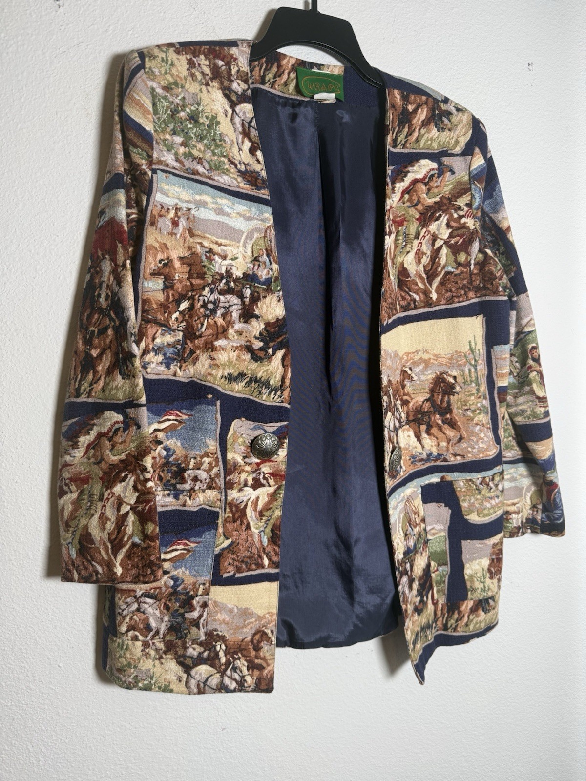 Vintage WRAPS Collection Texas Tapestry Blazer Western Southwestern Size SM