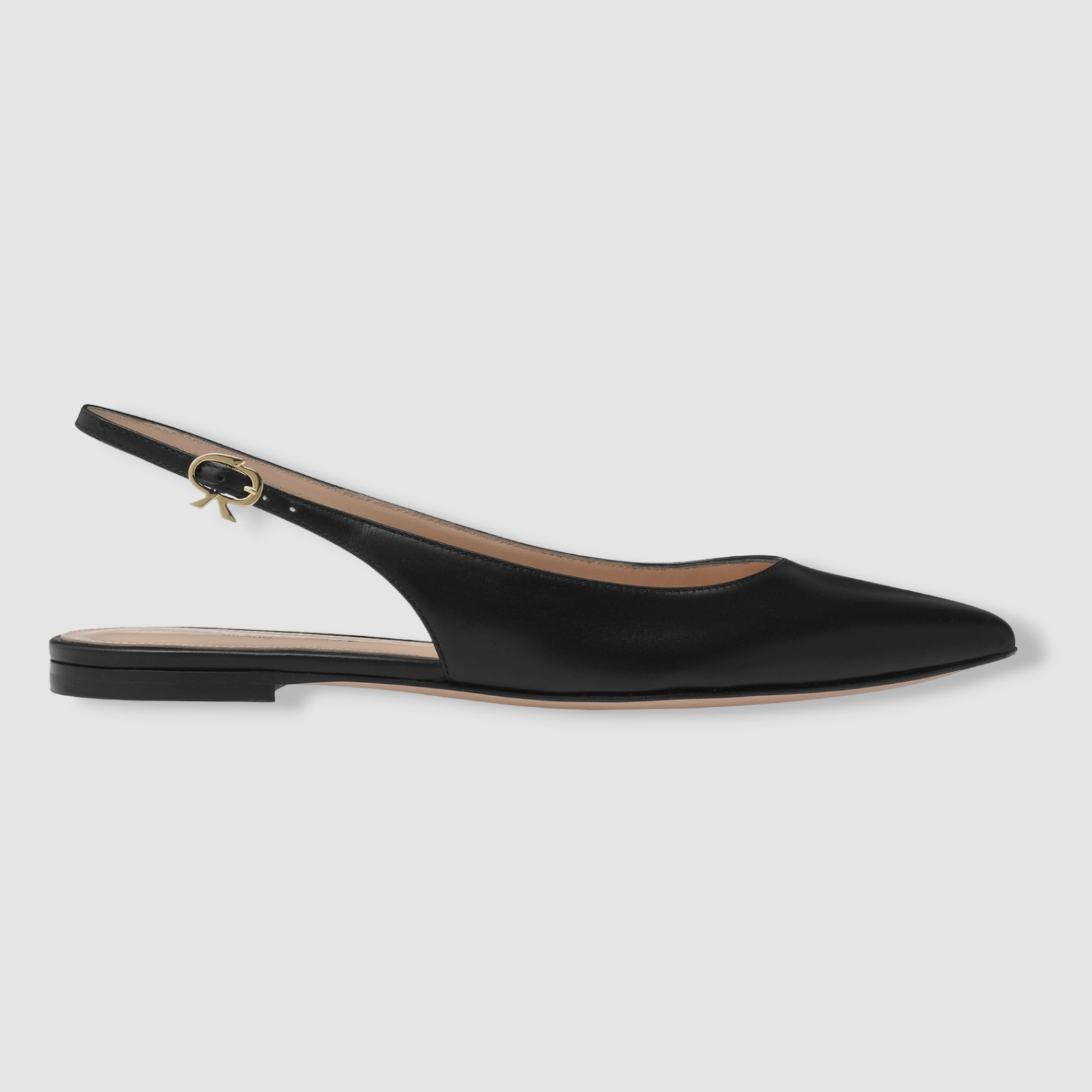 $775 Gianvito Rossi Women’s Black Ribbon Slingback Flat Shoes Size EU 35/US 5