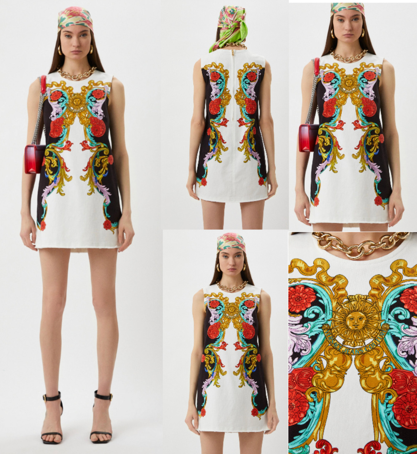VERSACE JEANS COUTURE BULL PANEL SUN BAROQUE Denim Dress Denim Dress Mini Dress S