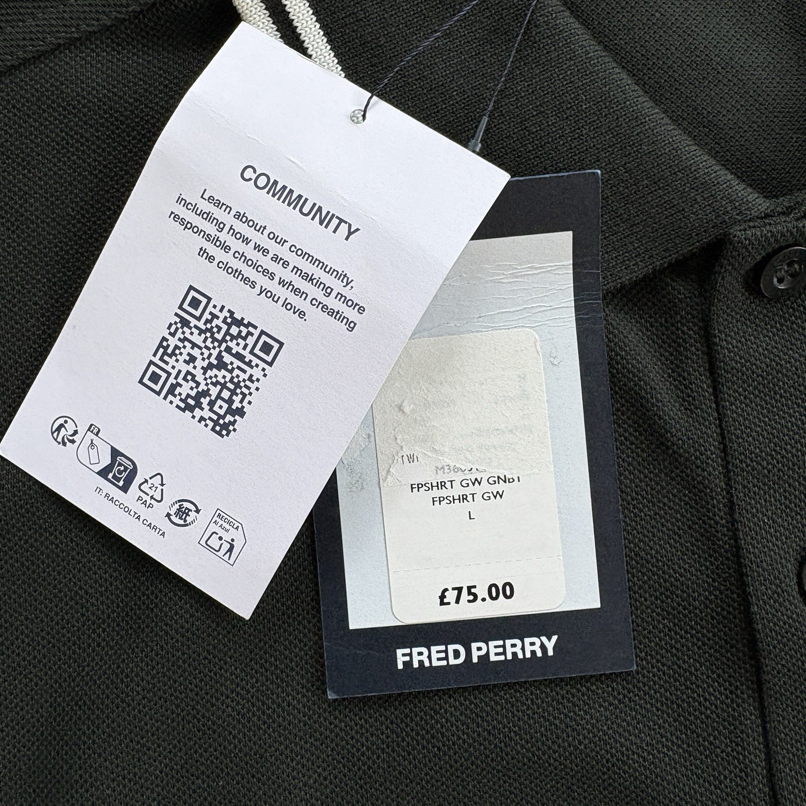 BNWT Fred Perry M3600 Short Sleeve Twin Tipped Polo Shirt Night Green Size Large
