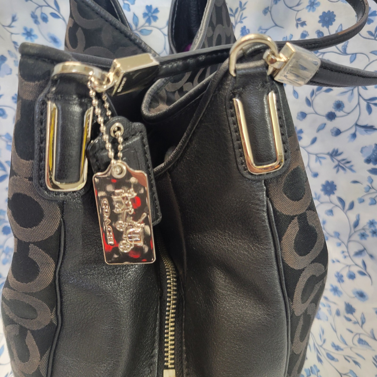 Coach Madison Phoebe Plum Interior Black Canvas Original Hangtag Hobo Chic