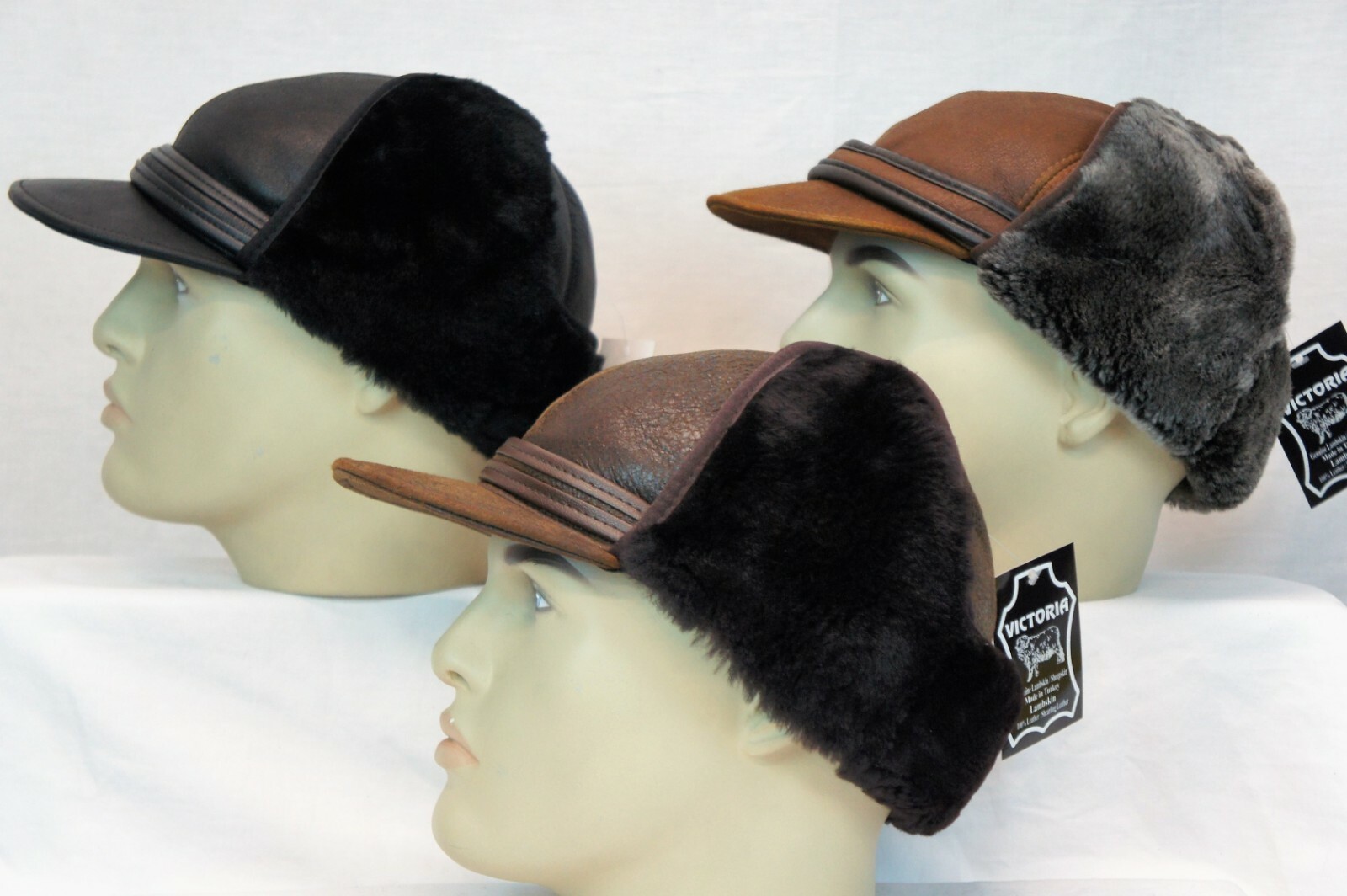 3 colors 100% REAL Sheepskin Shearling Leather Trapper Hunting Aviator Hat M-3XL