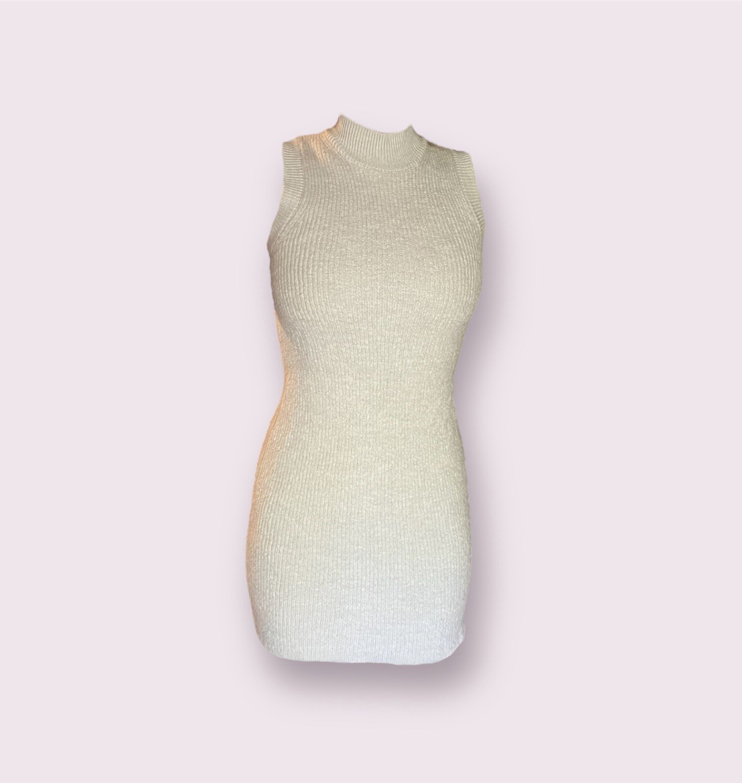 ARITZIA Babaton 100% Merino Wool Mock Neck Sleeveless Cream Sweater Dress Sz S