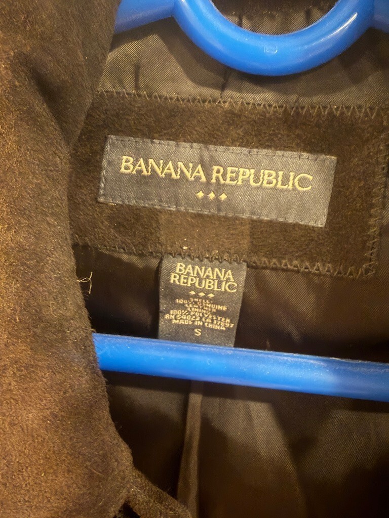 Vintage Banana Republic Dark Brown Lined Heavy Suede Leather Jacket Men’s Small