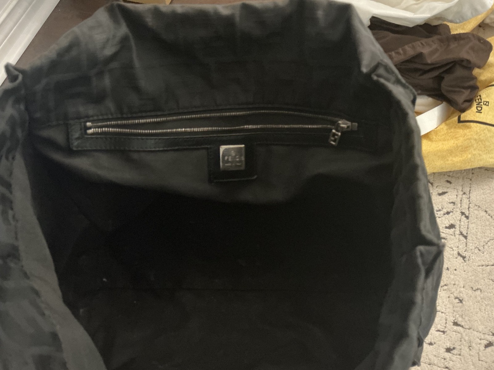 Authentic Vintage Fendi Black Zucca FF Canvas Tote Shoulder Bag Italy w/Dust Bag