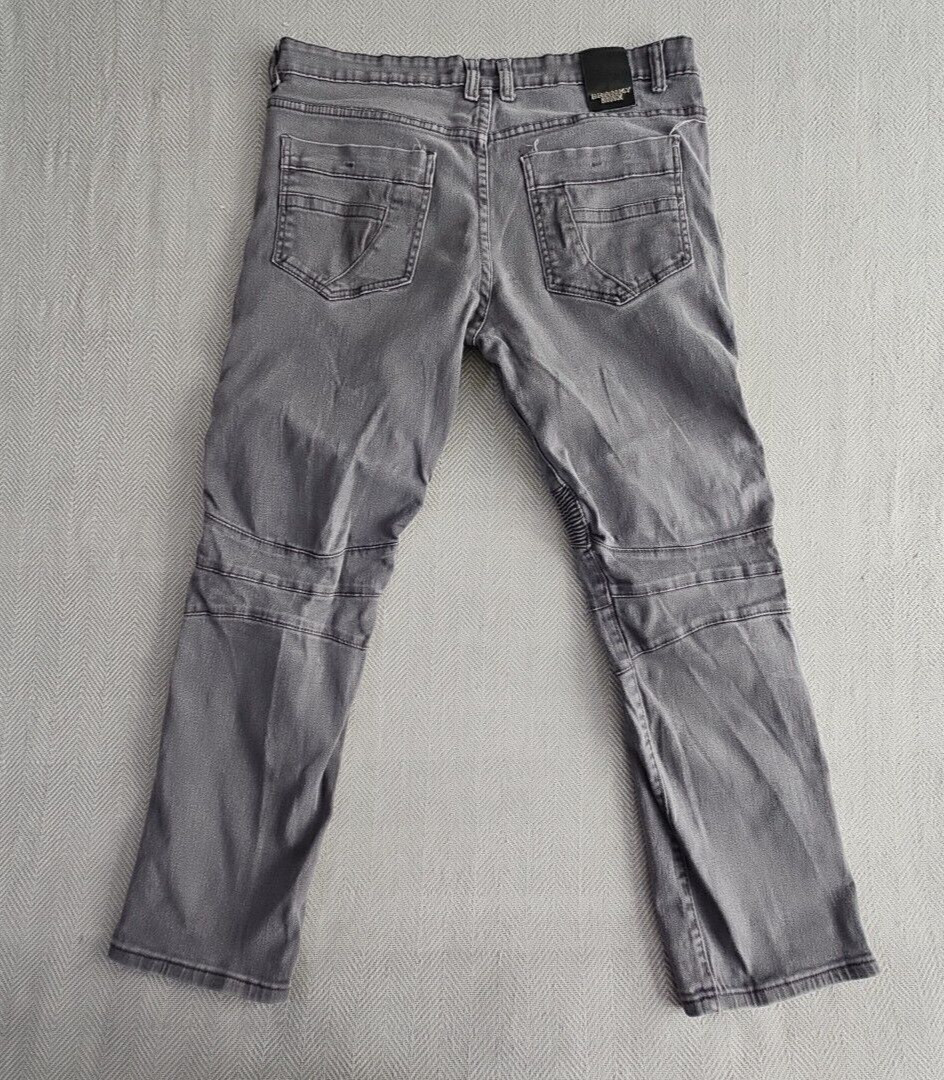 Franky Max Jeans Men’s W36 L30 Tapered Gray Wash Moto Biker Reinforcement Denim