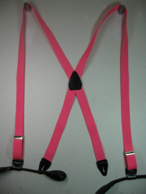 1″ Wide Gold Tone BUTTON ON Suspenders LEATHER EARS Many Colors. MADE IN USA