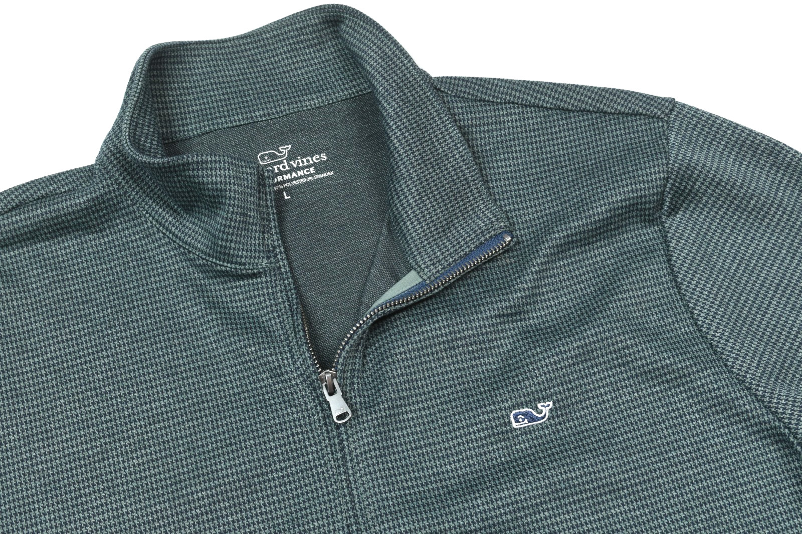 Vineyard Vines Performance 1/4 Zip Pullover Mens Large Green Nailhead Stretch