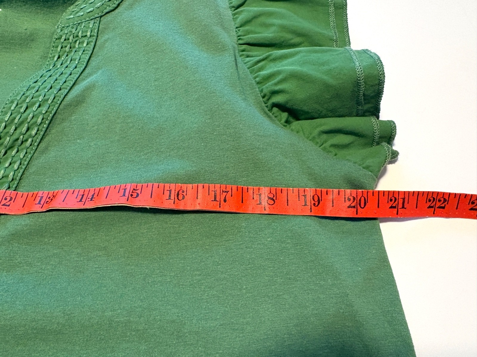 Maeve by Anthropologie Flutter Sleeve Preppy Casual Green Ruffle Blouse Sz M