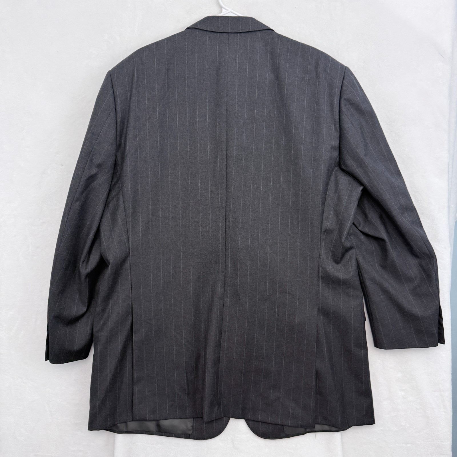 Ermenegildo Zegna Suit Jacket Mens 47R (EU 58) Drop 7 Black Stripe Wool Business