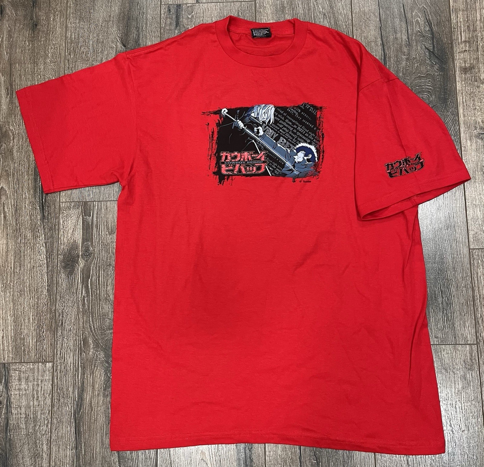Vintage 90s Y2K Cowboy Bebop Spike Spiegel Vicious ODM Anime Red XL Shirt