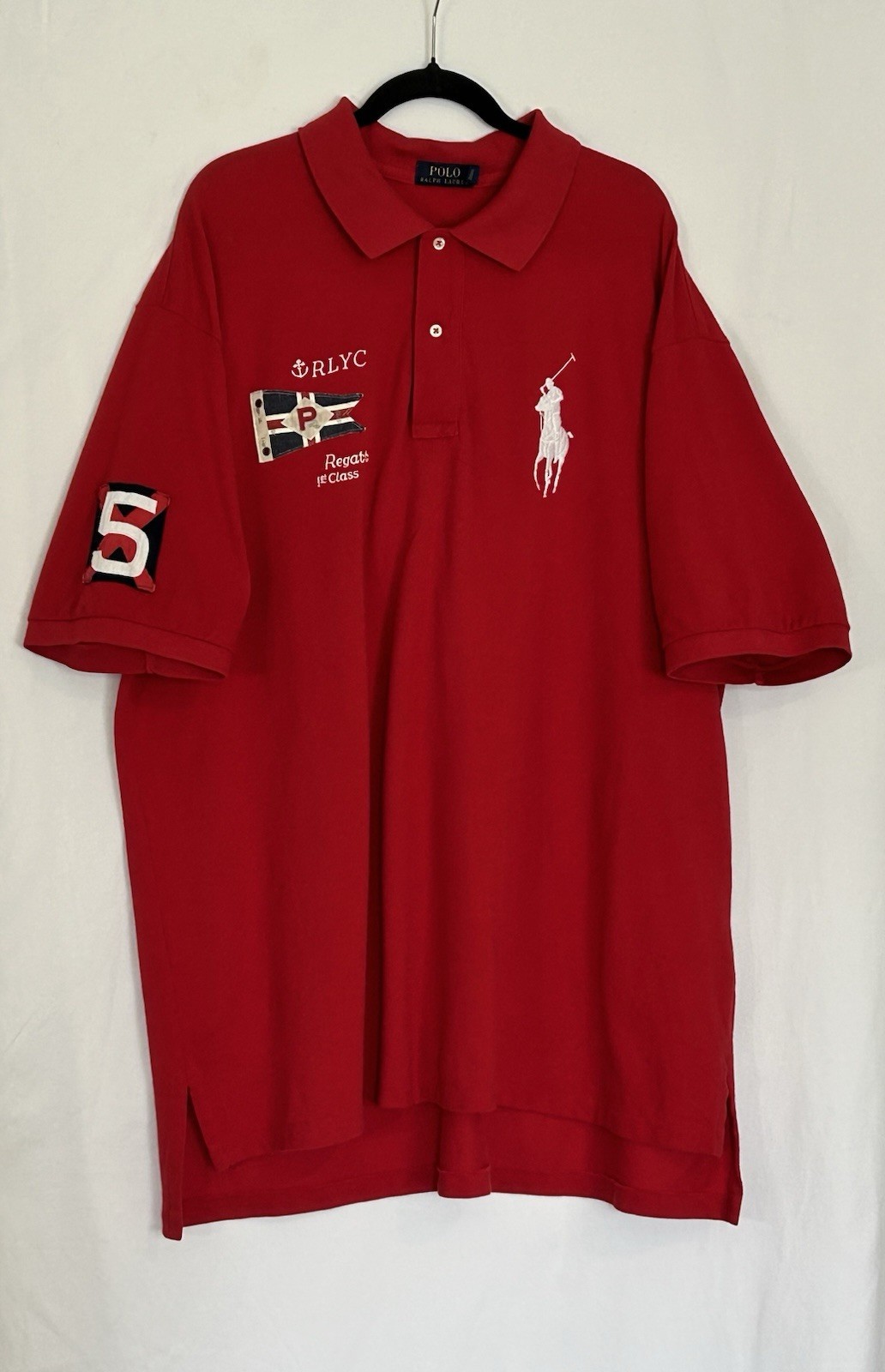 POLO RALPH LAUREN Men RLYC Regatta 1st Class Polo 3XLB Red Big Pony/ Nautical