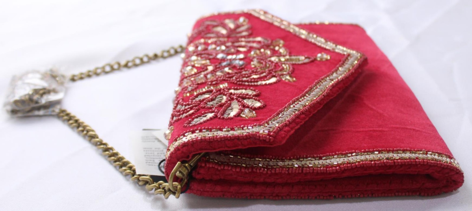 America & Beyond Women’s Embellished Envelope Clutch Bag NC3 Maroon One Size