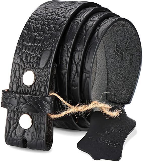 HJONES 38mm Classic Men’s Replacement Belt Cow Leather Belt Strap Without Buckle