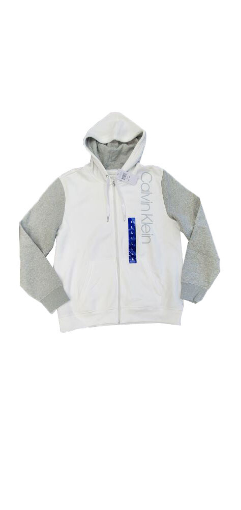 Calvin Klein Mens Full Zip Sweater Brilliant White