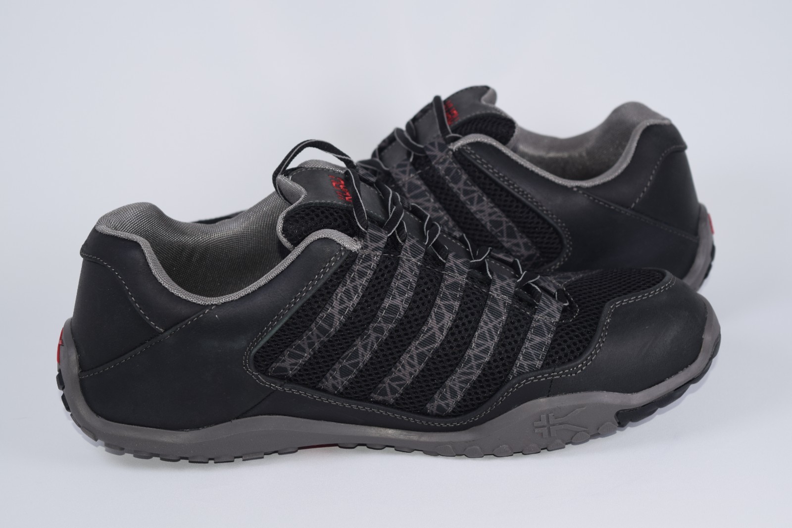 KURU Mens Chicane Black Red Supportive Leather Hiking Trail Shoes Size 12.5 M