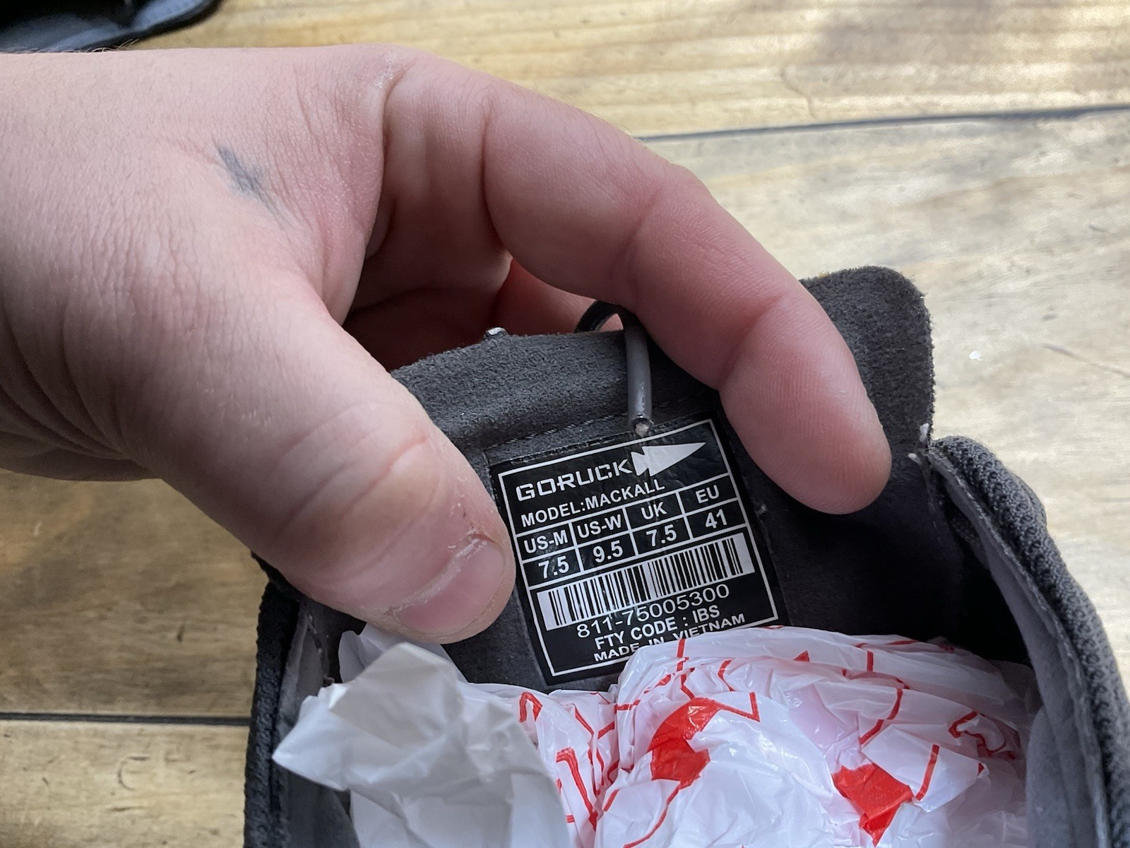 GORUCK Mackall Rucking Shoe in Black and Forged Iron Size M7.5 W9.5